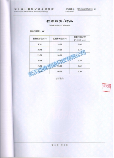 调频式串联谐振试验装置检验证书3